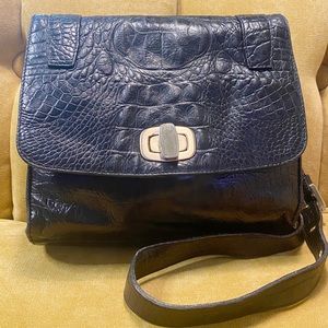 Brahmin Leather Alligator Flap Crossbody Messenger Bag